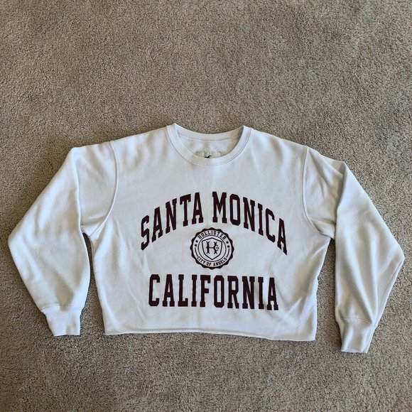 Hollister Tops - Hollister Santa Monica California City of Angels White Crop Sweatshirt Top
